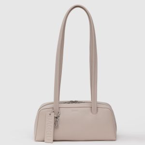 Small Recycled Leather Bowler Bag - Stone