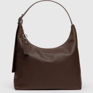 Recycled Leather Shoulder Bag - Brown