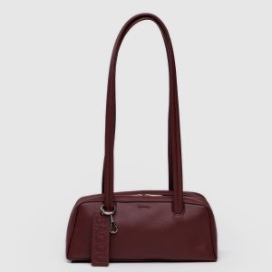 Small Recycled Leather Bowler Bag - Mahogany